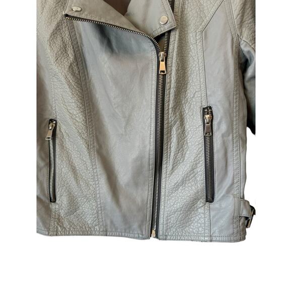 BKE Asymmetrical Zip Front Faux‎ Leather Jacket - Light Gray - Zipper Sleeve - M - Picture 5 of 15